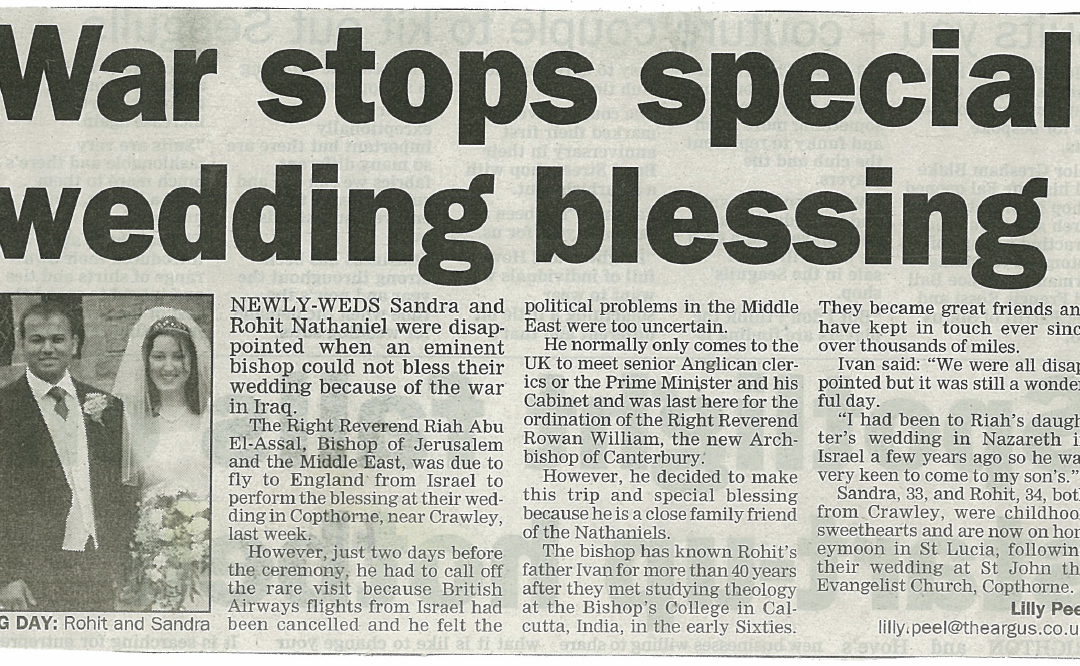 War stops special wedding blessing